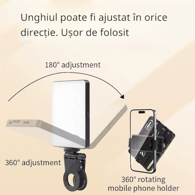 lampa led portabila profesionala nexima® 99 led uri, cri95+, reglaj 2500k 9000k, acumulator 2000mah, suport pentru telefon, laptop, dslr, husa inclusa, ideala pentru vlog, live streaming, fotografie